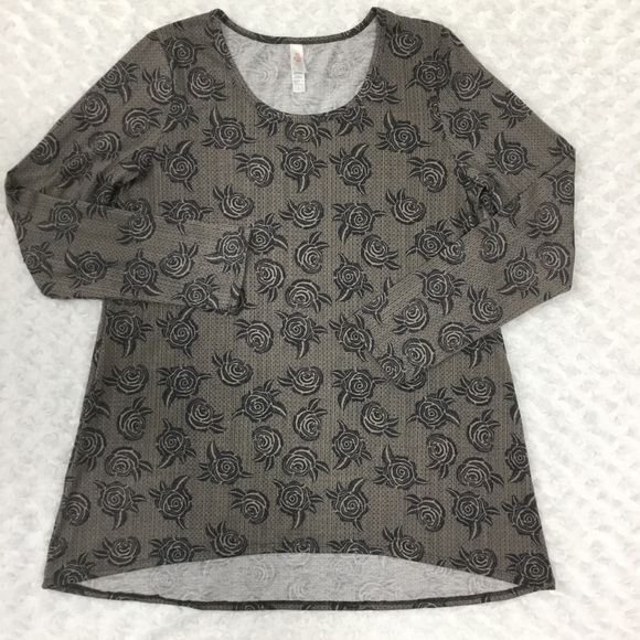 LulaRoe Simply Comfortable Rose Print Long Sleeve High Low Top L - Picture 10 of 13